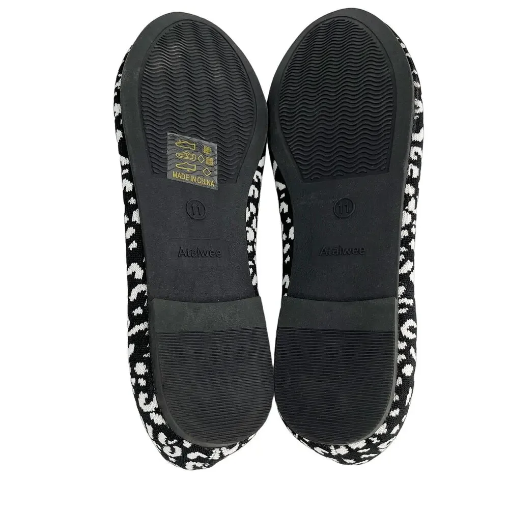 Ataiwee Shoes Leopard Black White 11 Ballet Flats New